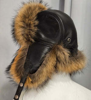 Moto Club Leather & Fur Trapper Hat