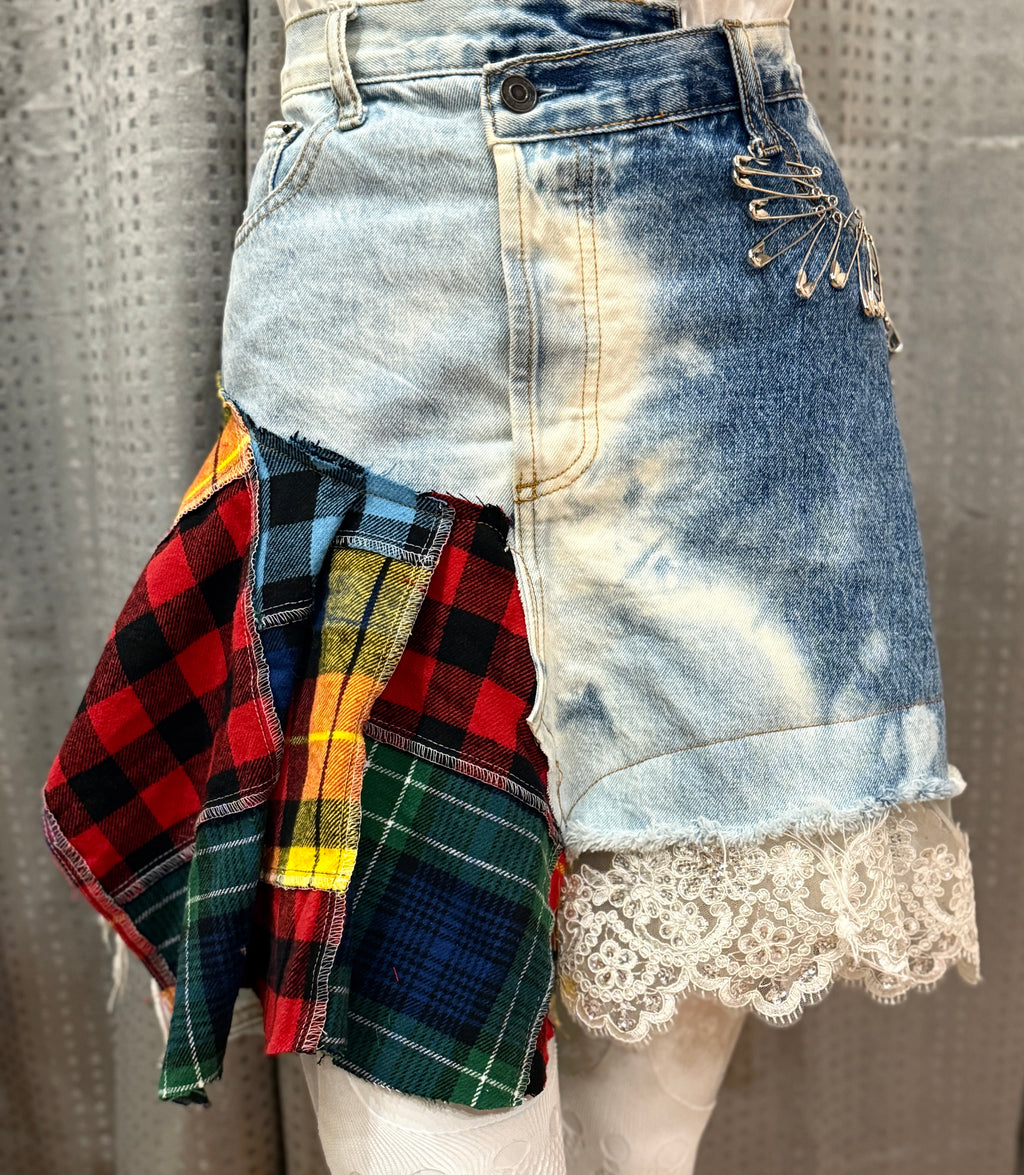 Ragdolls denim kilt skater skirt