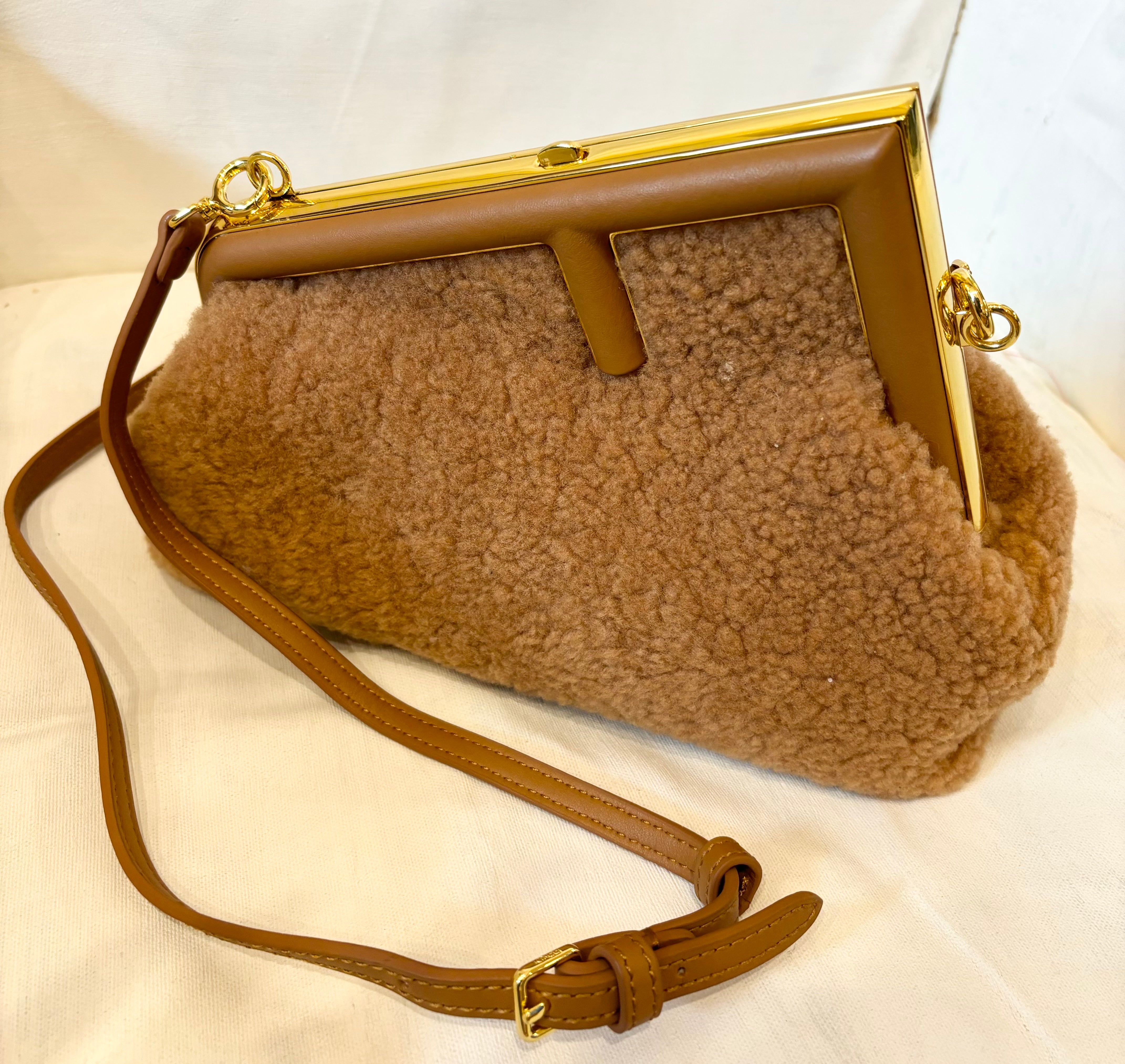 Fendi brown sheepskin bag best sale