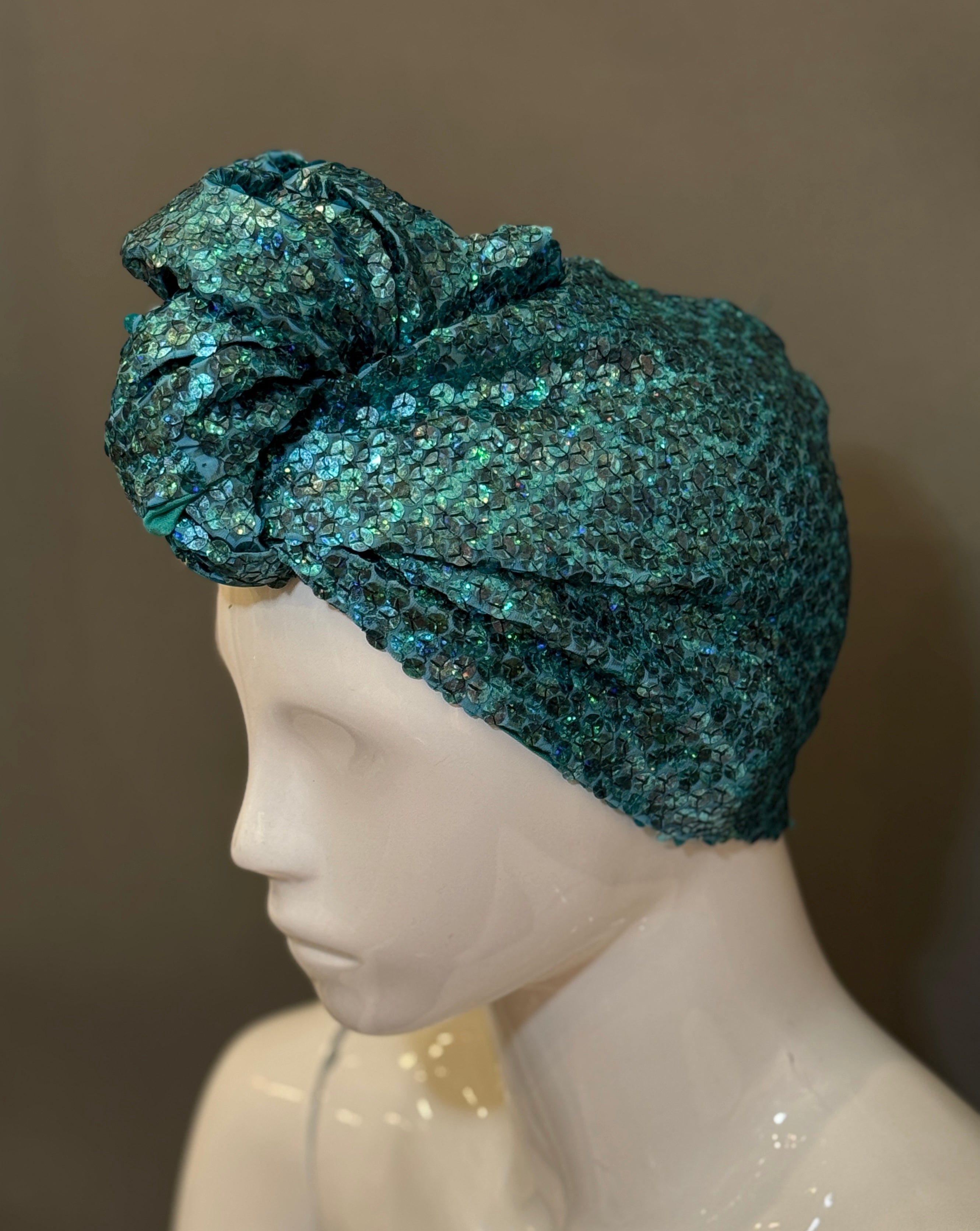 Azure Cougar Sequin Turban