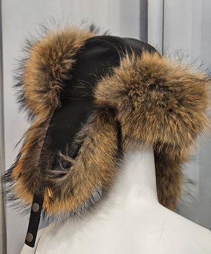 Moto Club Leather & Fur Trapper Hat