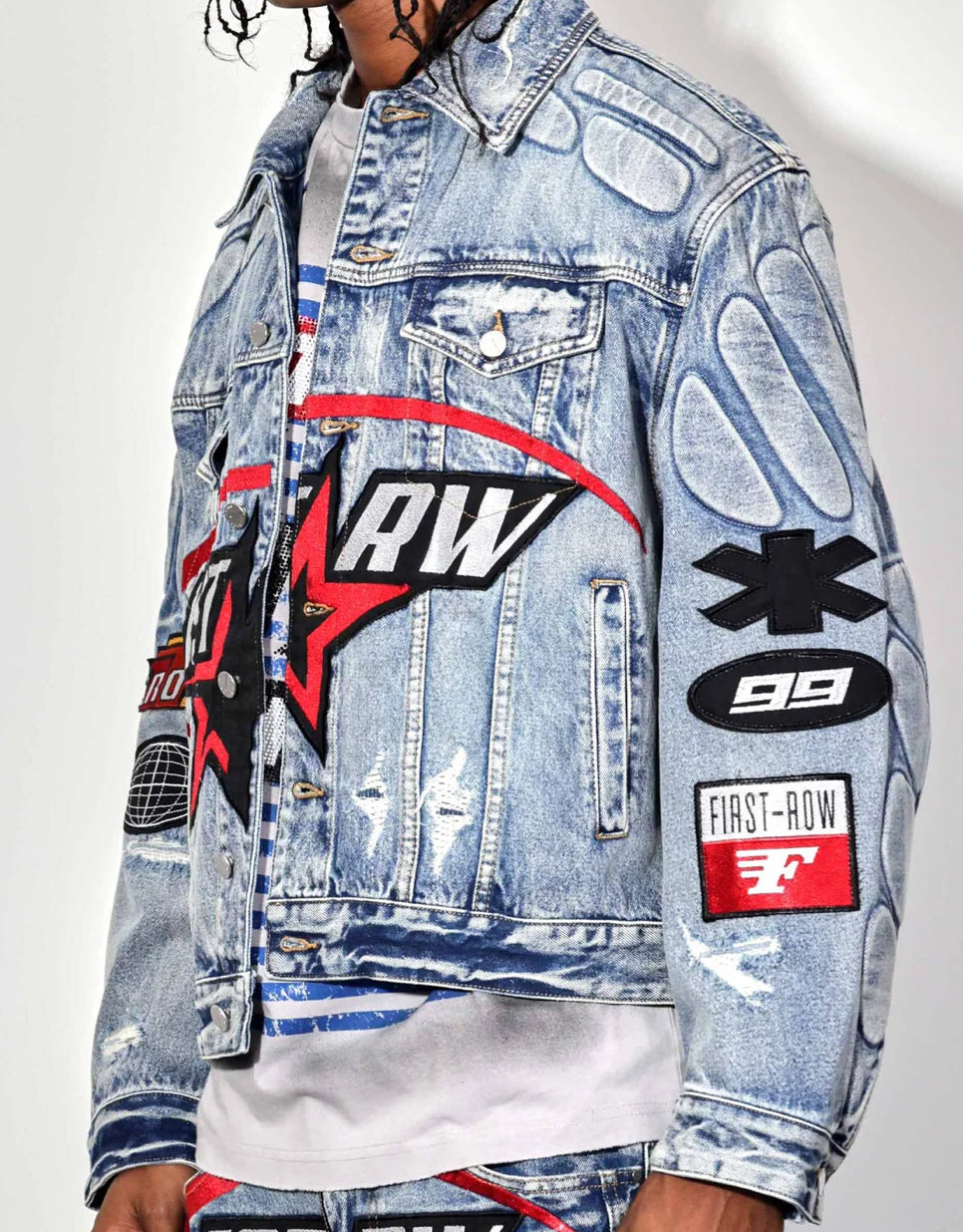 Moto denim racer jacket (unisex)