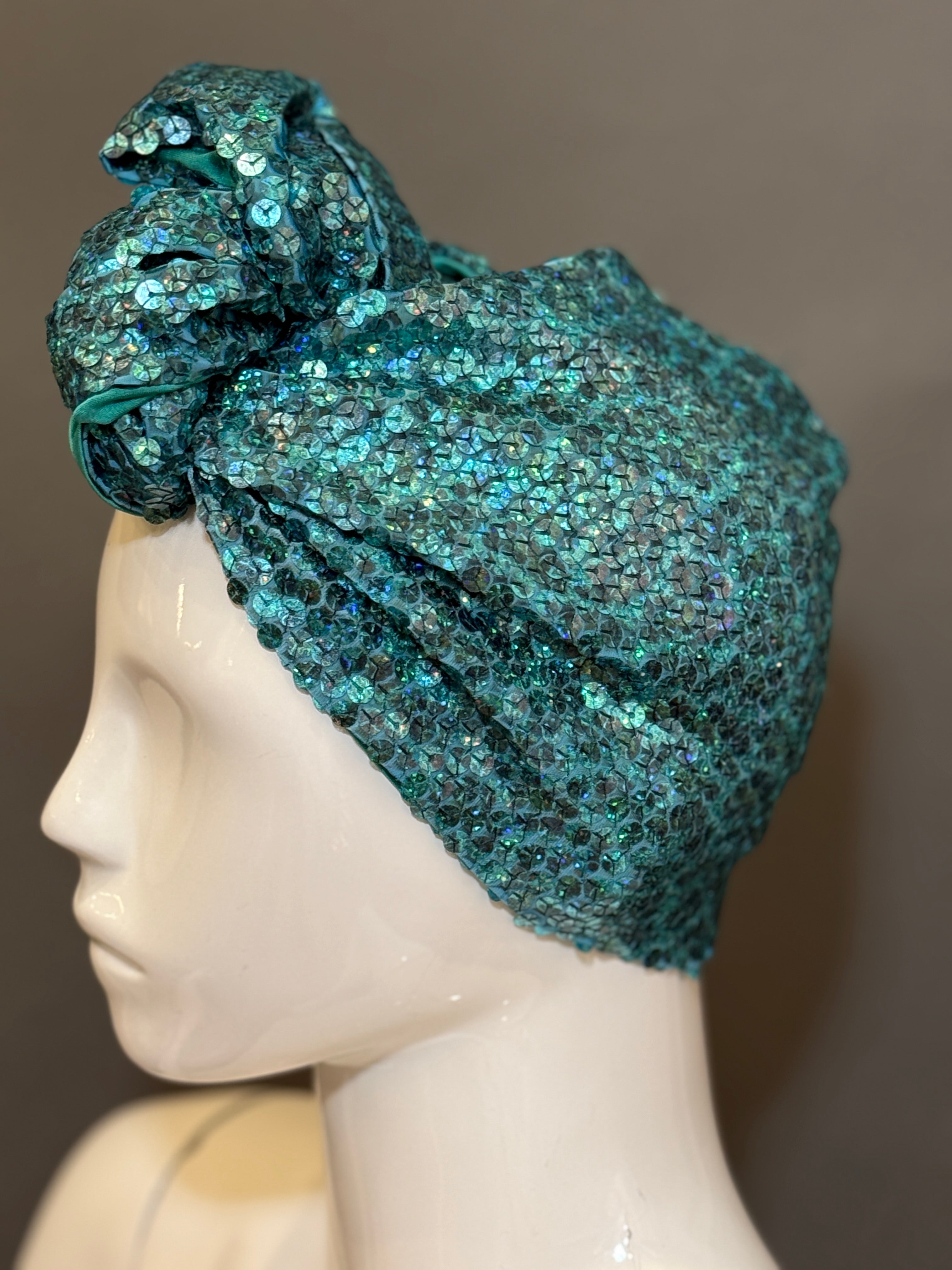 Azure Cougar Sequin Turban