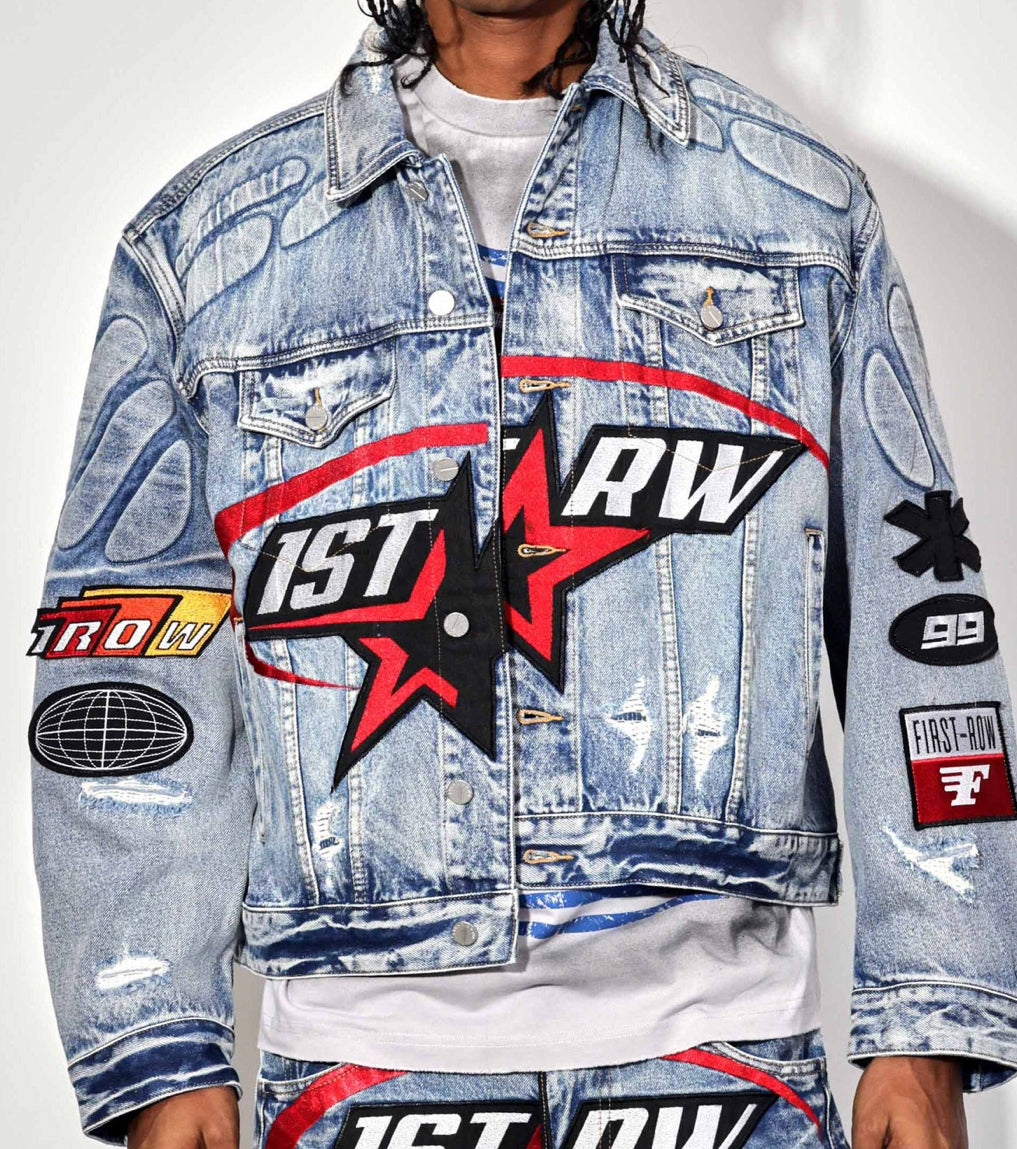 Moto denim racer jacket (unisex)