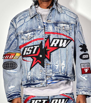 Moto denim racer jacket (unisex)