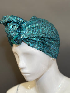 Azure Cougar Sequin Turban