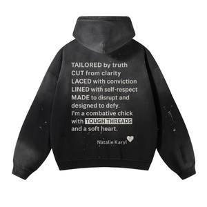 Combative Chic Worn Loud Distressed 
Hoodie
