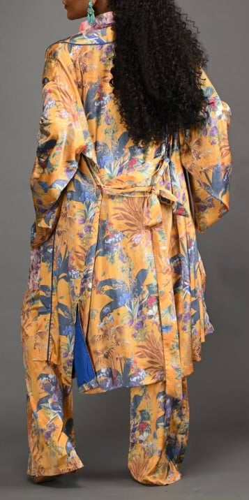 Gilded Florals Kimono/Pant Set