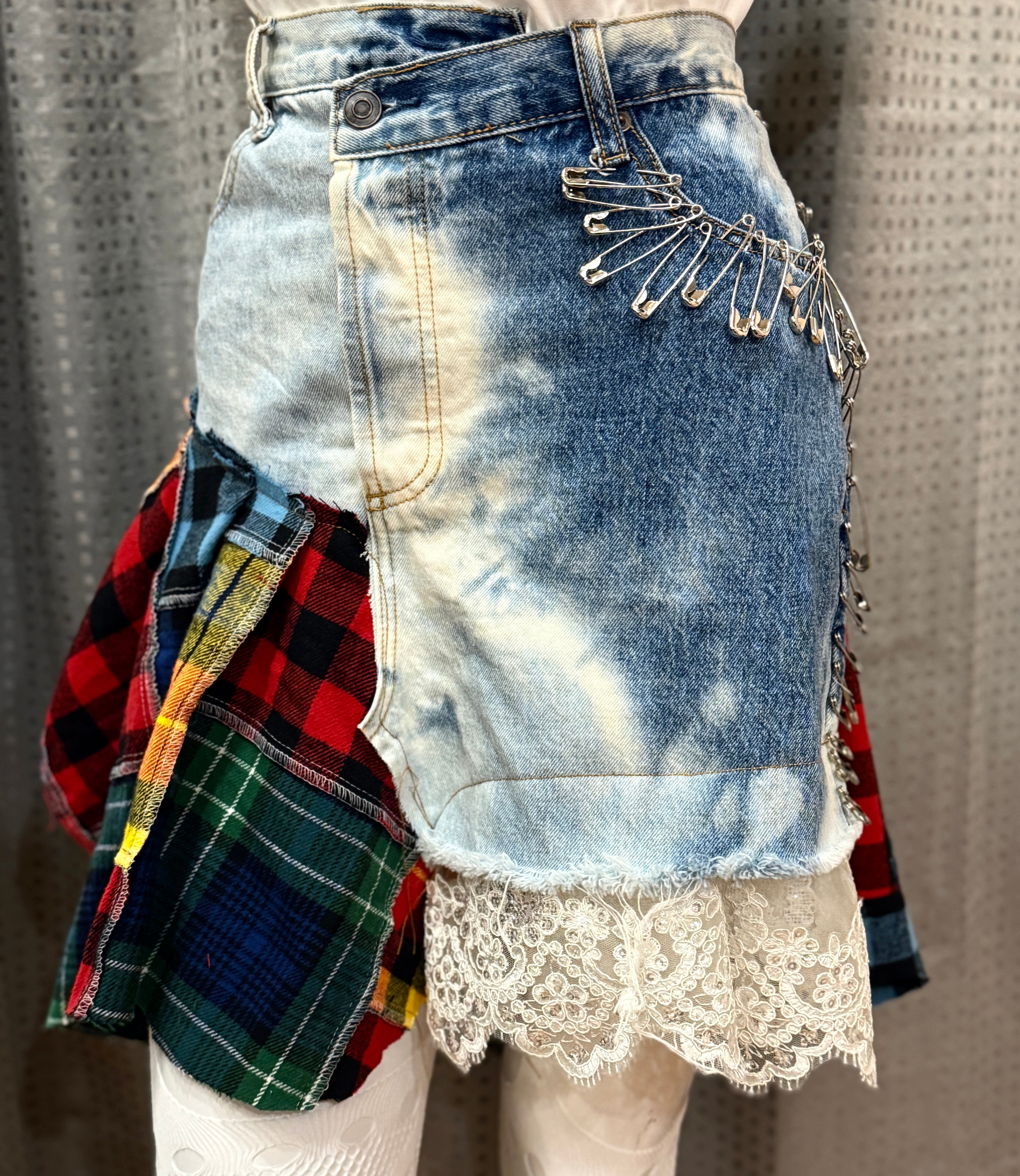 Ragdolls denim kilt skater skirt