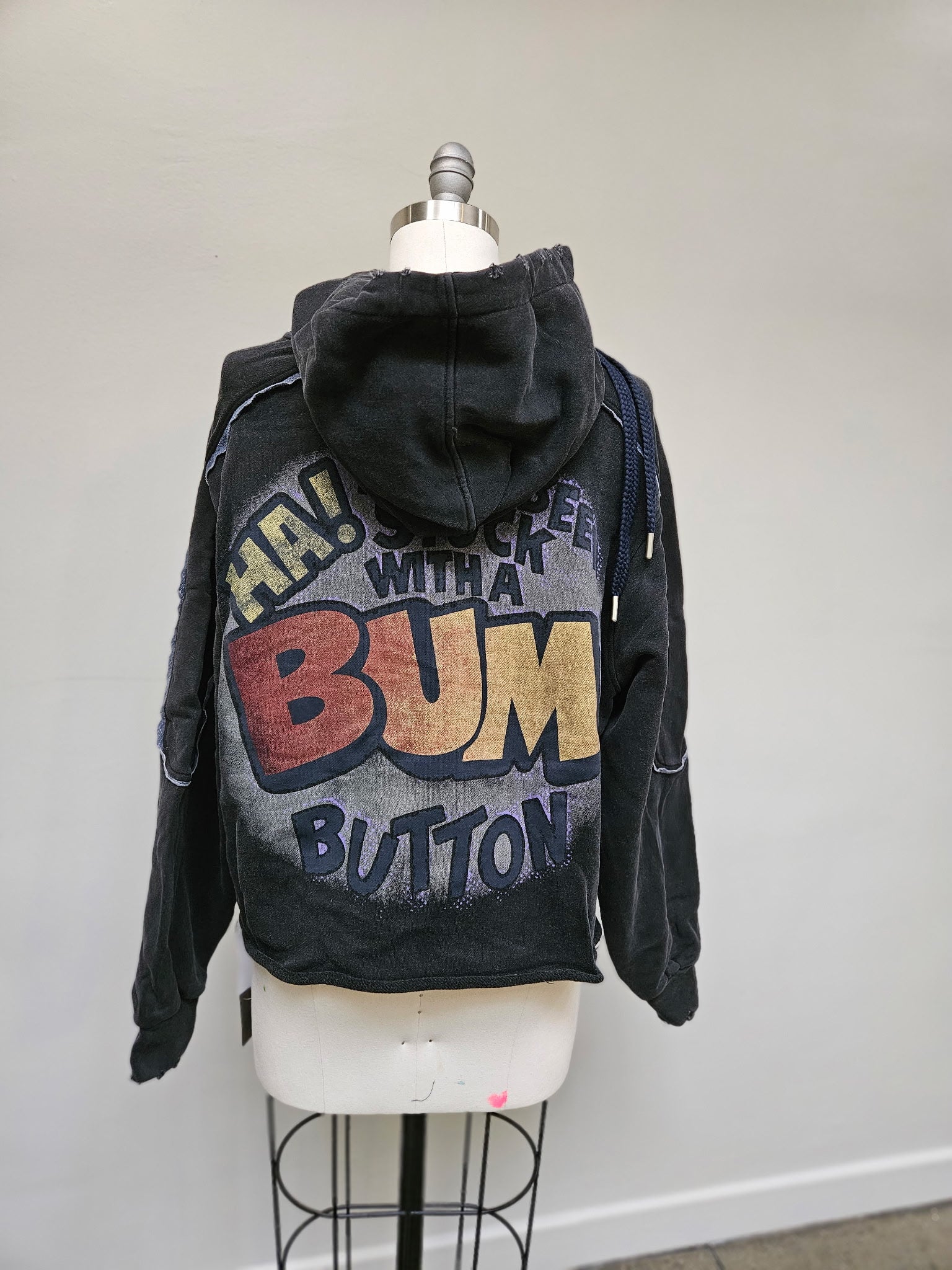 Bum Button Hoodie- Charcoal