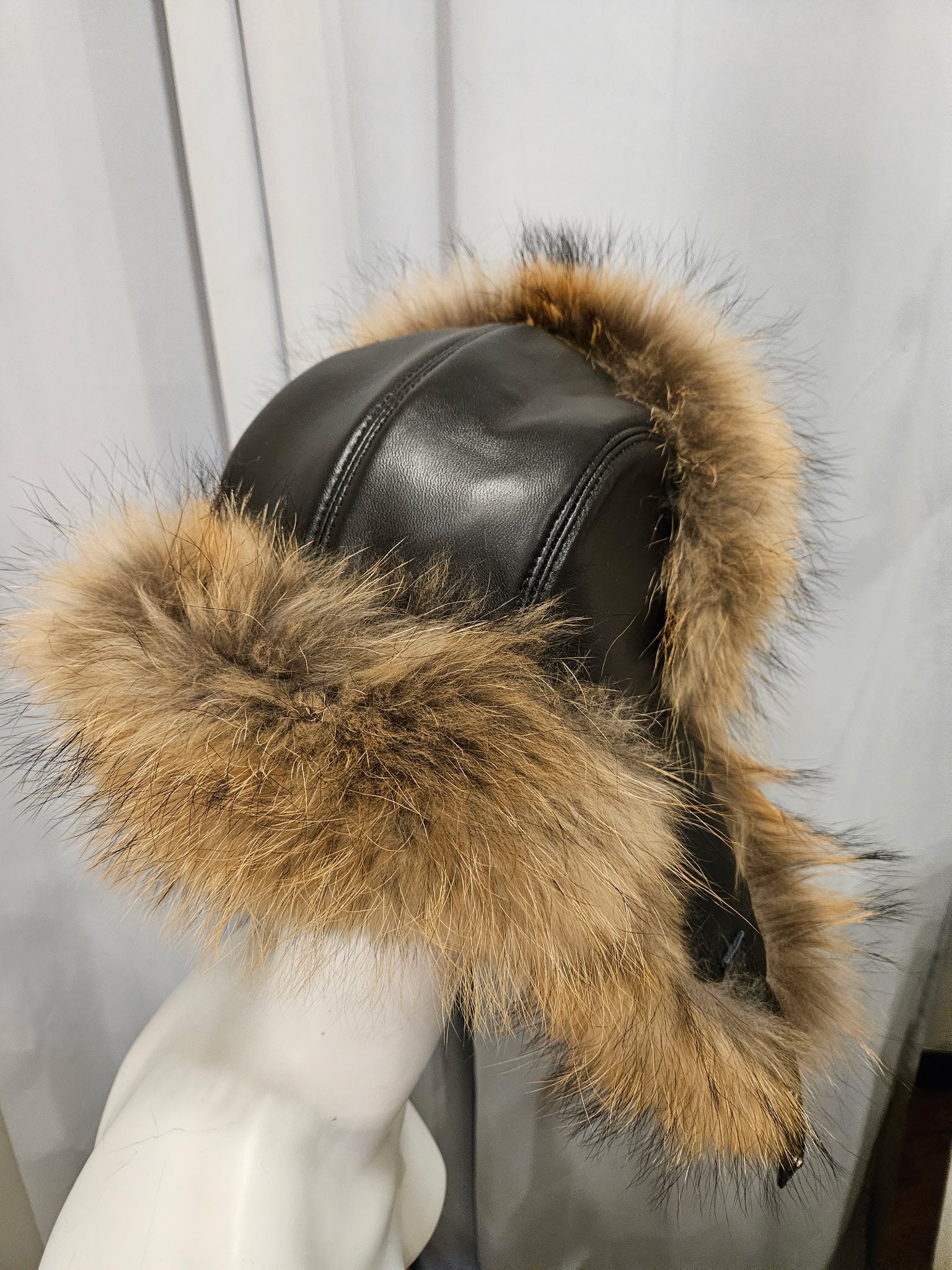 Moto Club Leather & Fur Trapper Hat