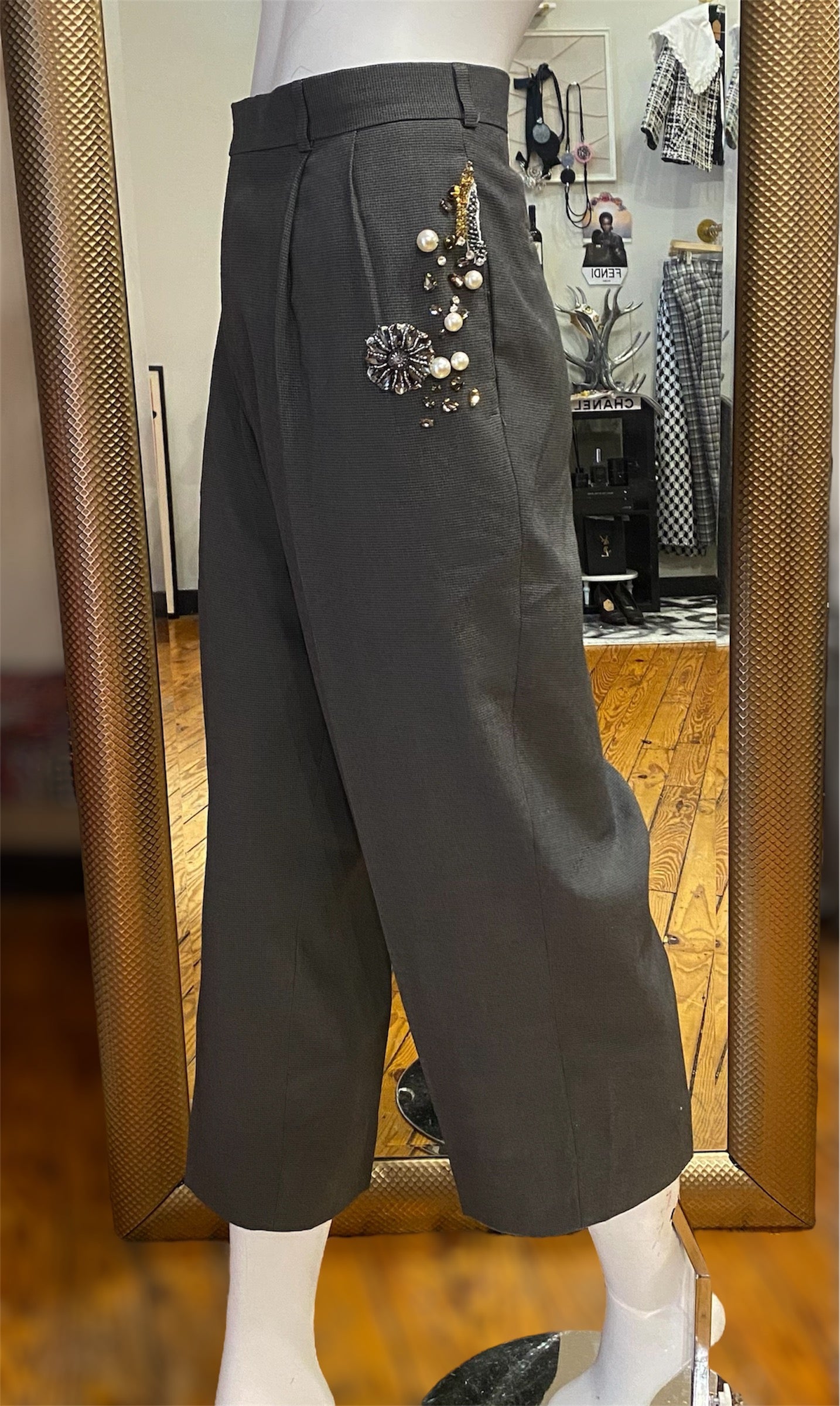 Jeweled Business Slacks (Charcoal)