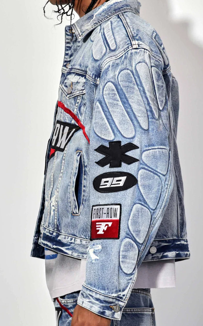 Moto denim racer jacket (unisex)