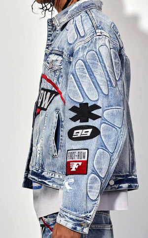 Moto denim racer jacket (unisex)