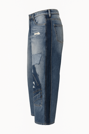 Patchwork Barrel jeans