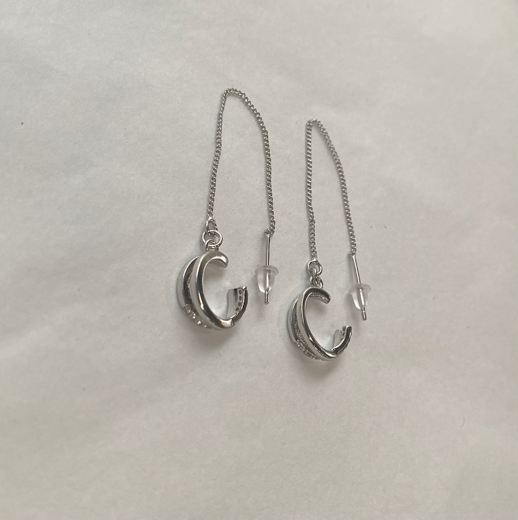 Silver Sparkler Threader Earrings