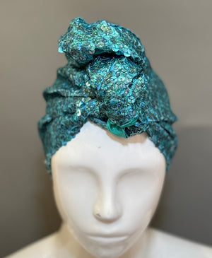 Azure Cougar Sequin Turban