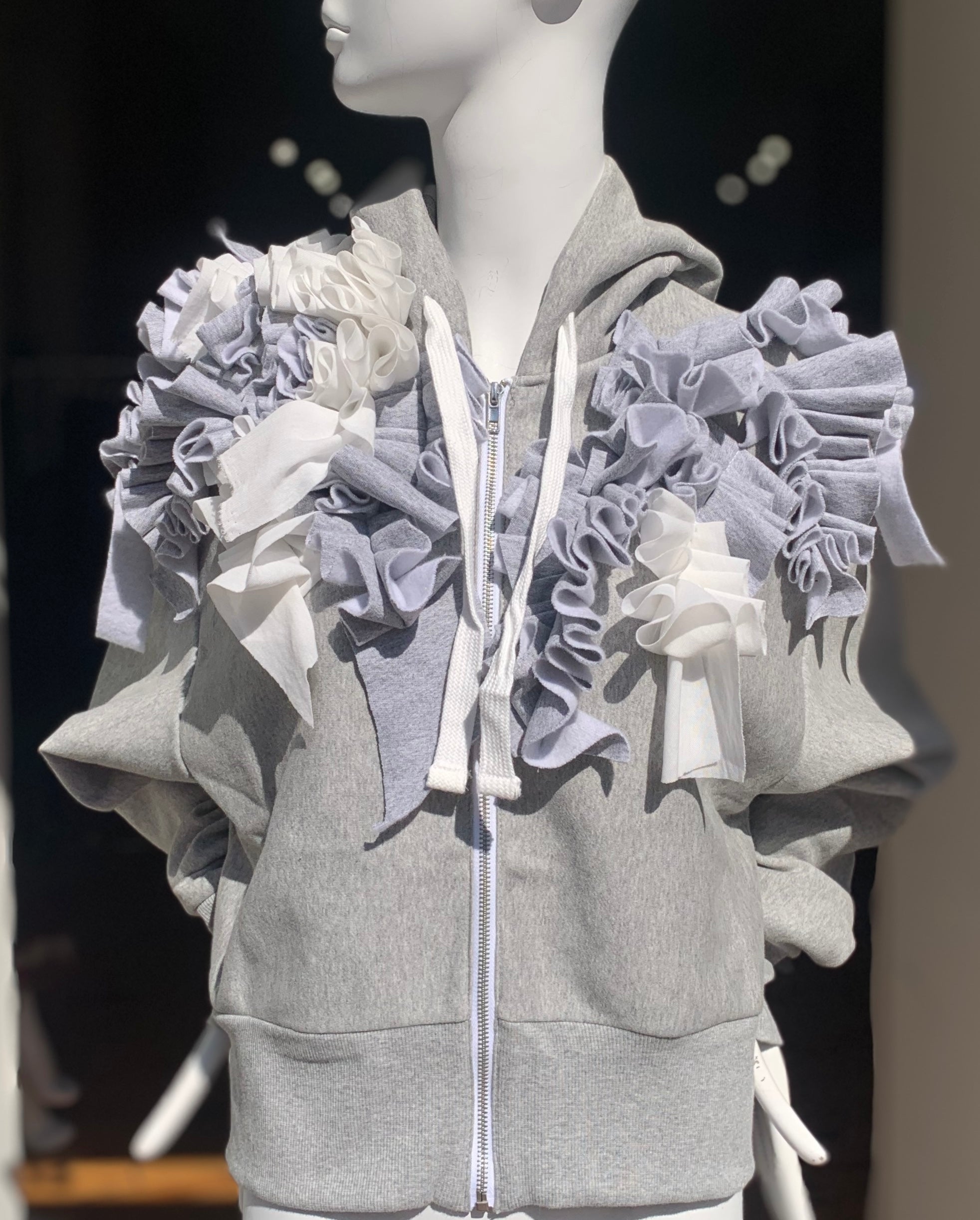 Better in Grey Ruffle Hoodie