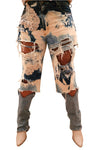 Crystal Slash Distressed Cropped Jeans