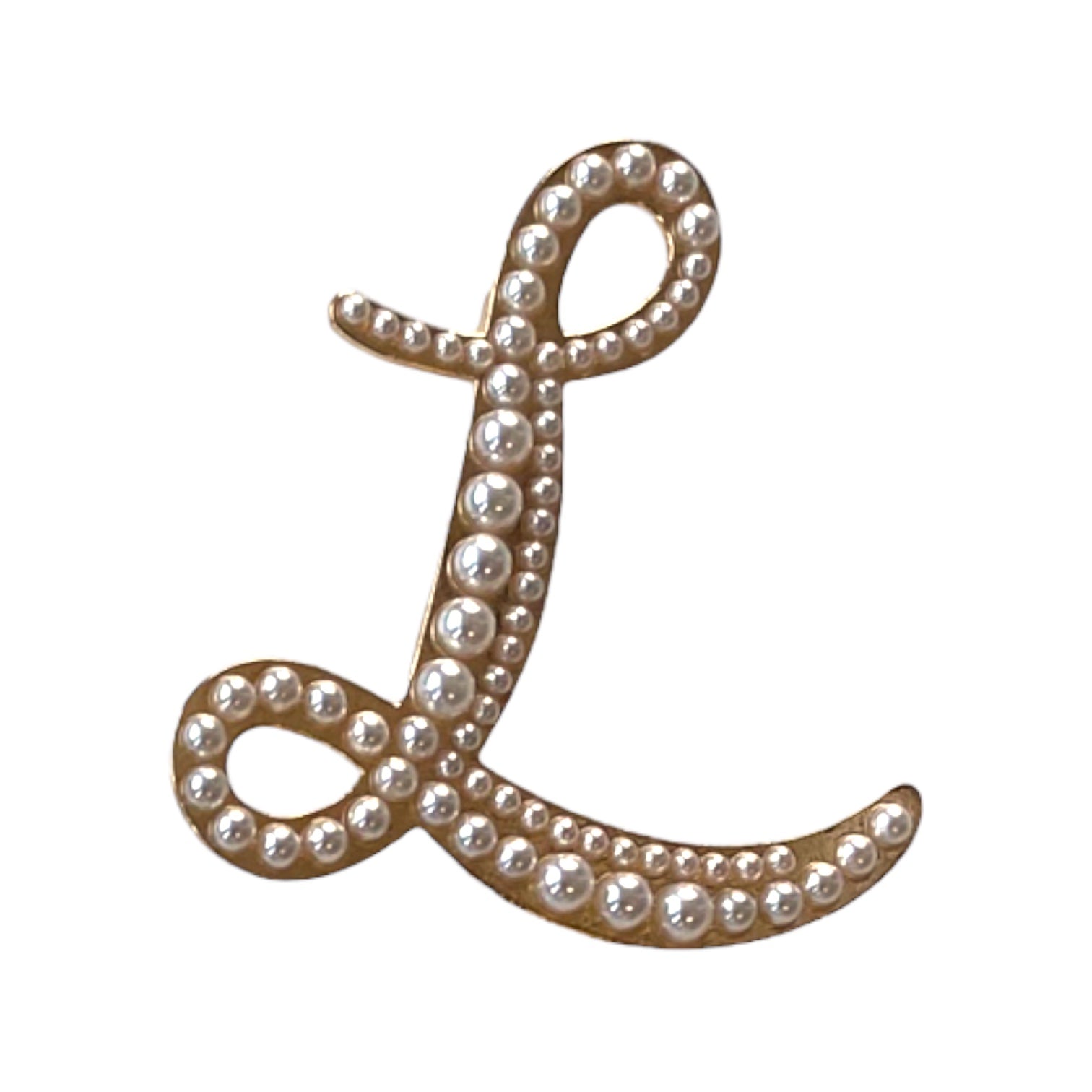 Pearled Letter “L” Brooch
