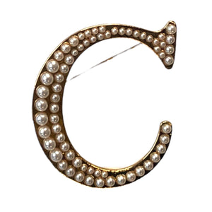 Pearled Letter “C” Brooch