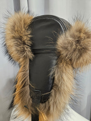 Moto Club Leather & Fur Trapper Hat