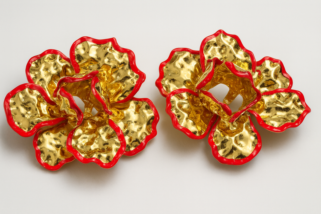✨ The Scarlet Bloom Sculpted Earrings