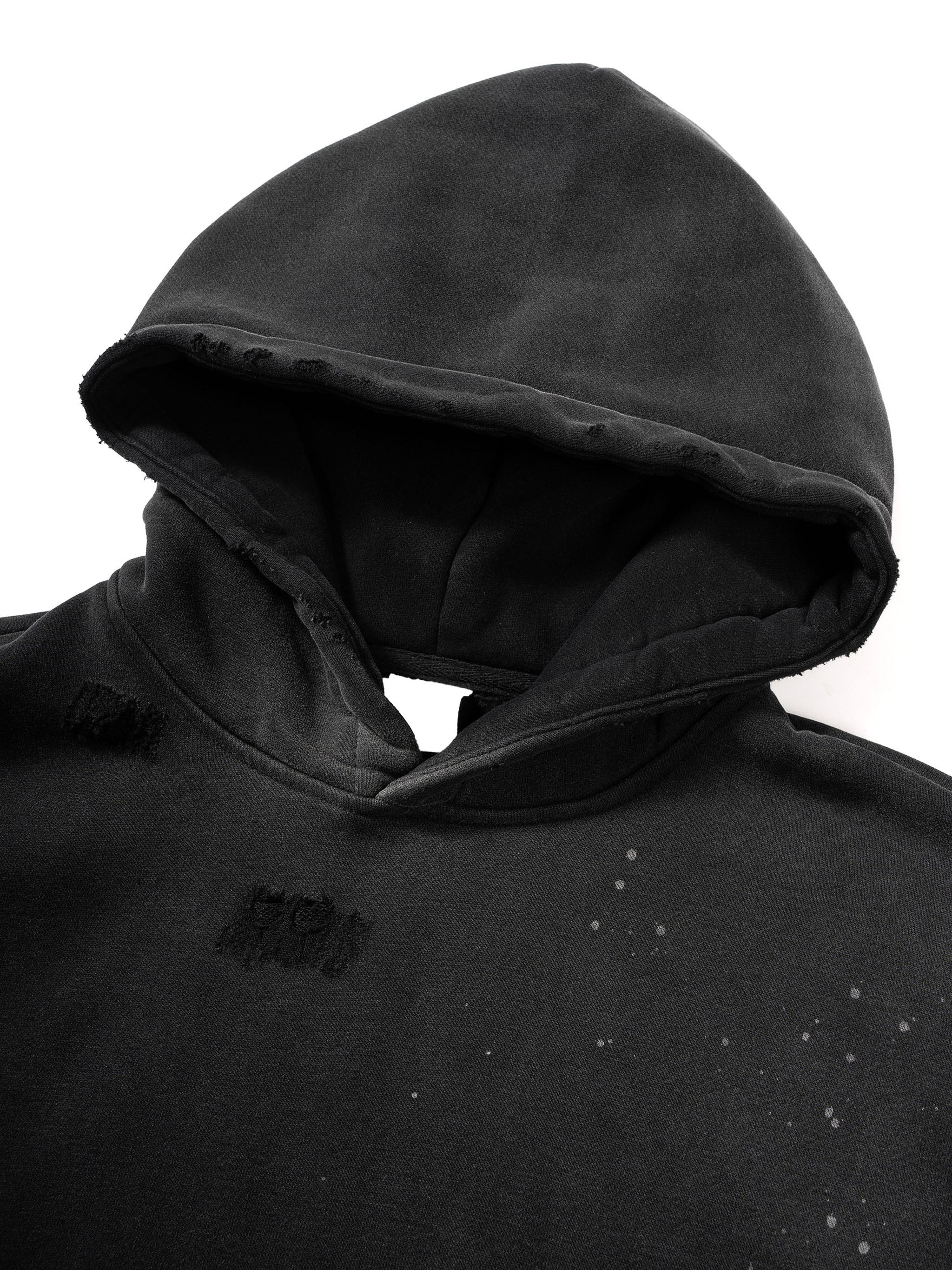 Combative Chic Worn Loud Distressed 
Hoodie