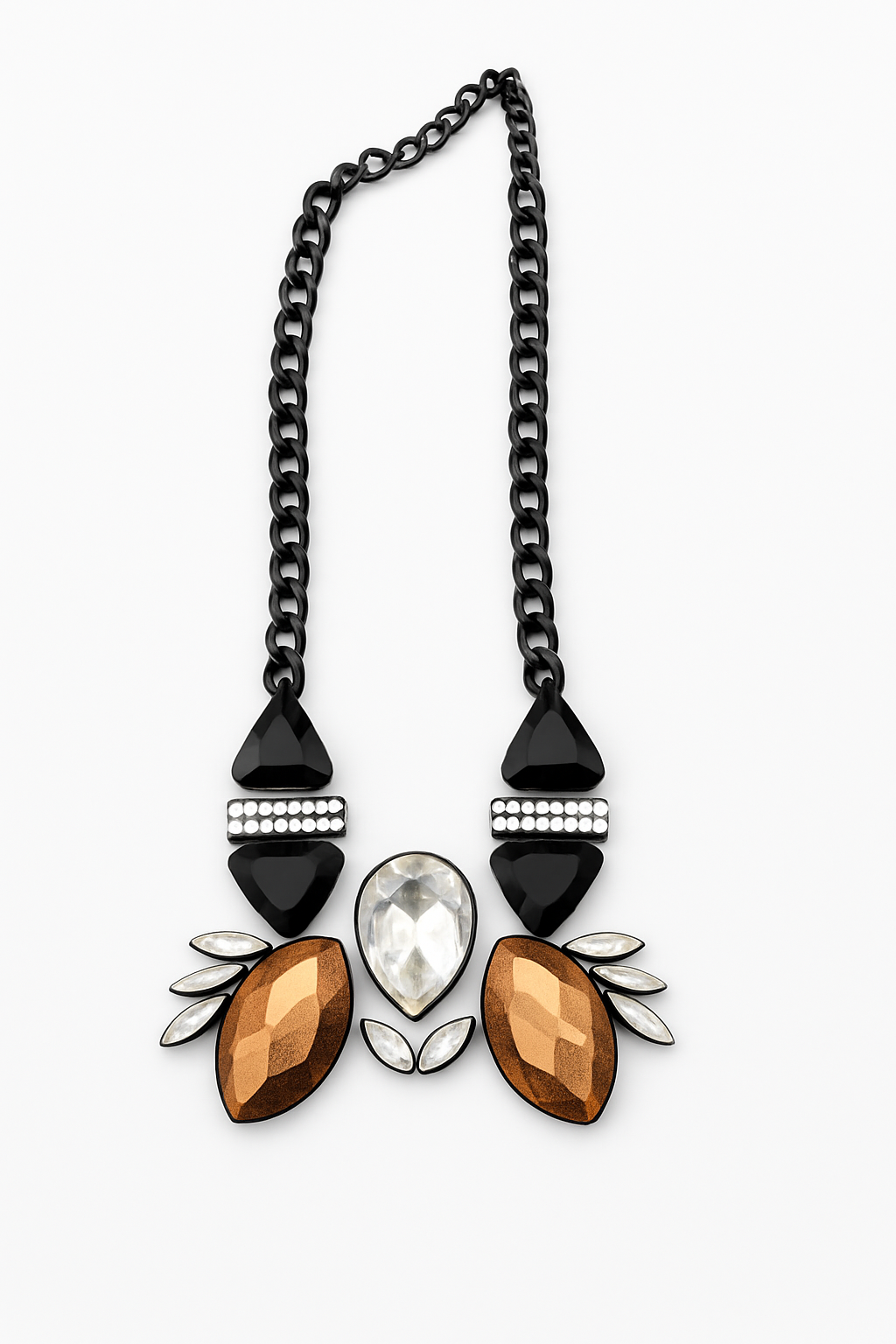 Midnight Bronze Teardrop Statement Necklace