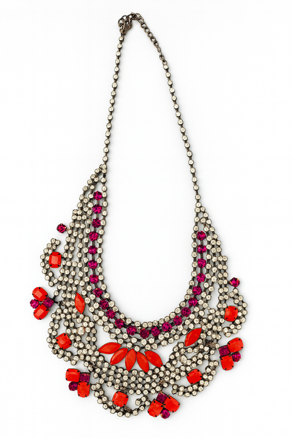 Crimson Cascade Statement Bib Necklace