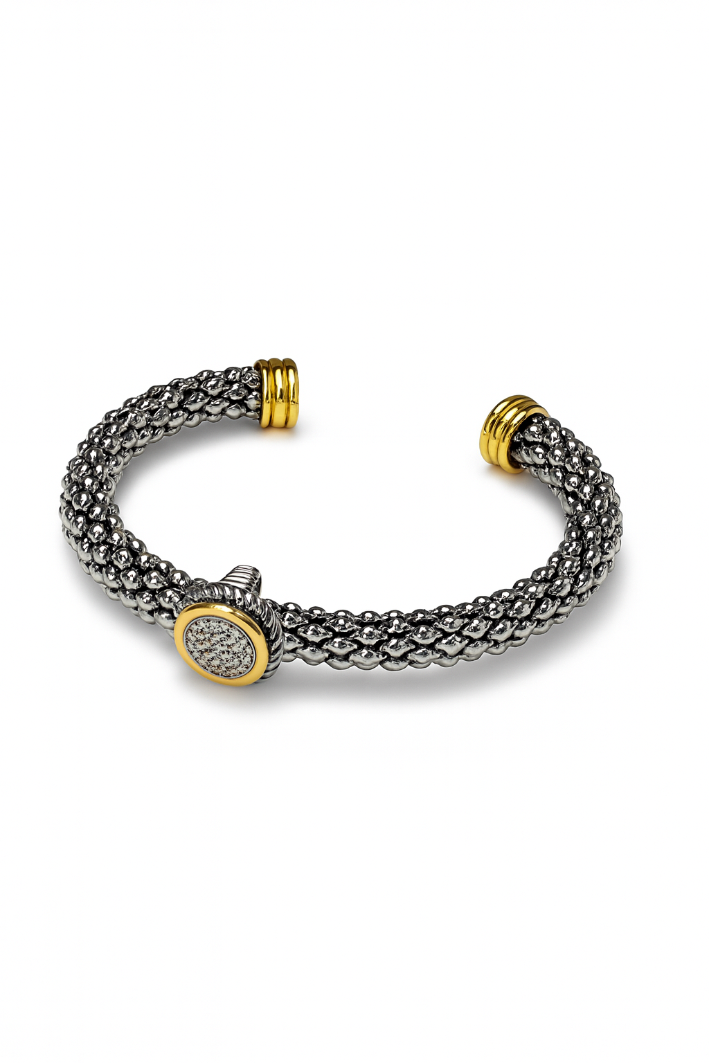 Two-Tone Pave Crest Cuff Bracelet