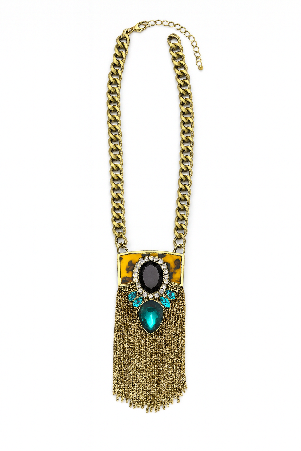 Turquoise Empress Chain Fringe Necklace